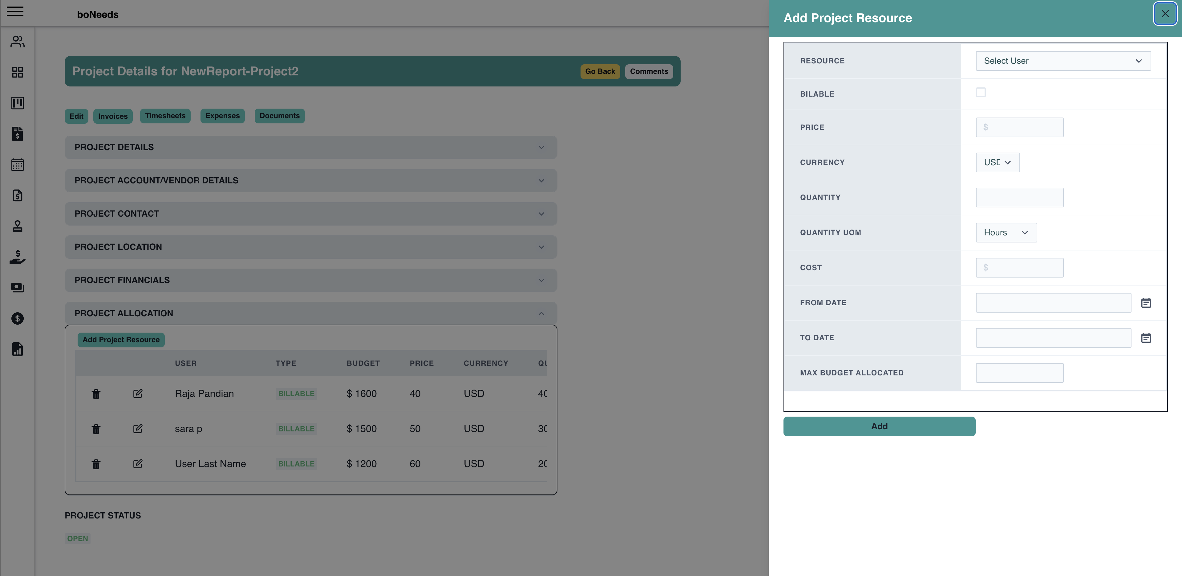 Feature: Manage projects
