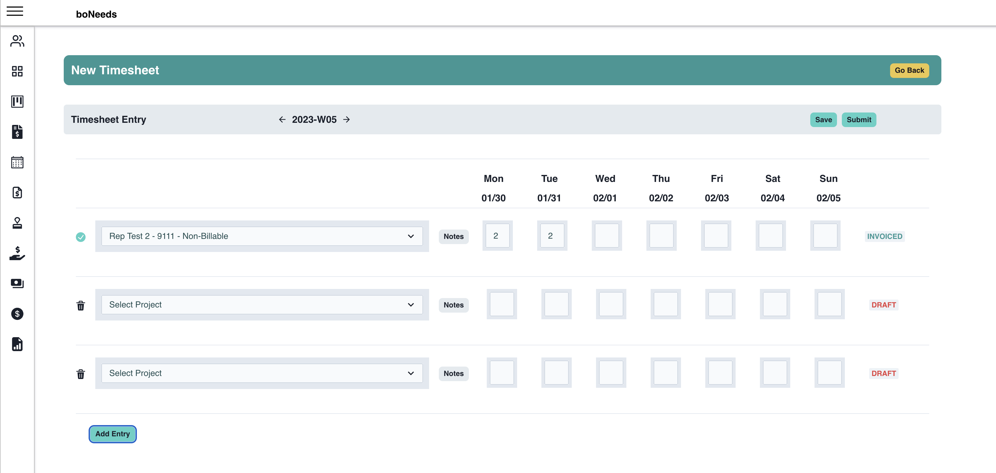 Feature: Time and Expense entry